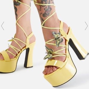 COPY - Dolls Kill Yellow Butterfly Lace Up Platfo…